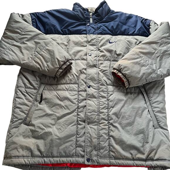 Nike vintage Puffer Coat Jacket 90’s gray Blue men’s size XXL